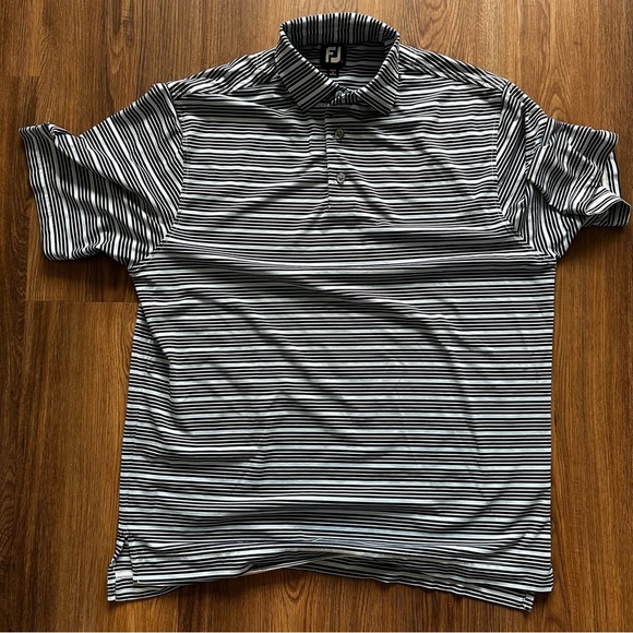 Footjoy Golf Polo Shirt Mens Size Large Polyester Spandex Performance Stripes - Picture 2 of 9
